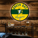 Green Bay Packers NFL Football Large Round Vintage Edgelite LED Decor