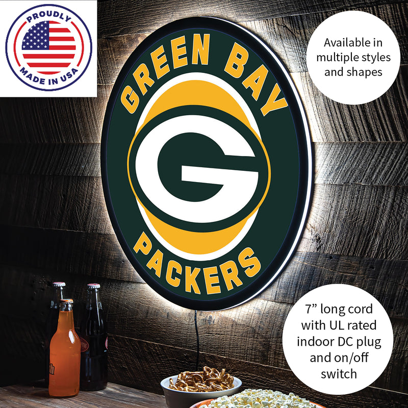 Green Bay Packers NFL Football Large Round Edgelite LED Decor