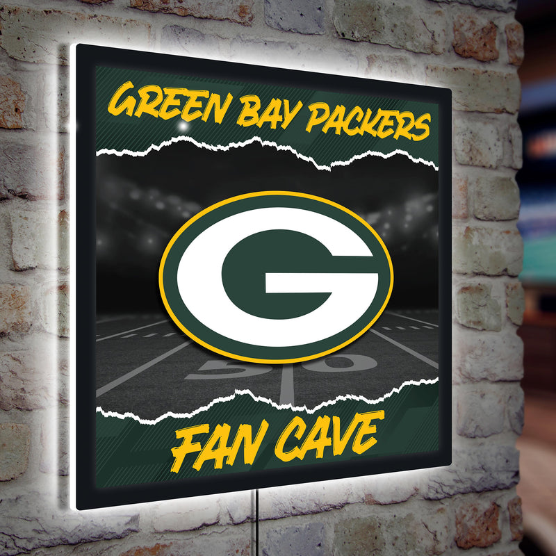 Green Bay Packers 23"H x 23"L LED Wall Decor, Edgelite, Square