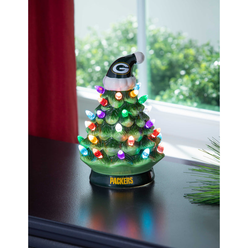 8" LED Ceramic Christmas Tree, Green Bay Packers,8led3811t