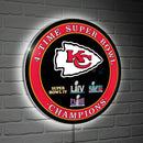 Kansas City Chiefs Multi-Win Superbowl Champions Football Round LED Wall Decor