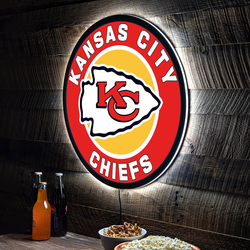 Kansas City Chiefs NFL Football Large Round Edgelite LED Decor