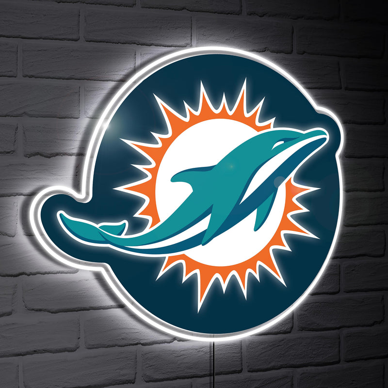 Miami Dolphins LED Wall Decor, Glazelite, Logo