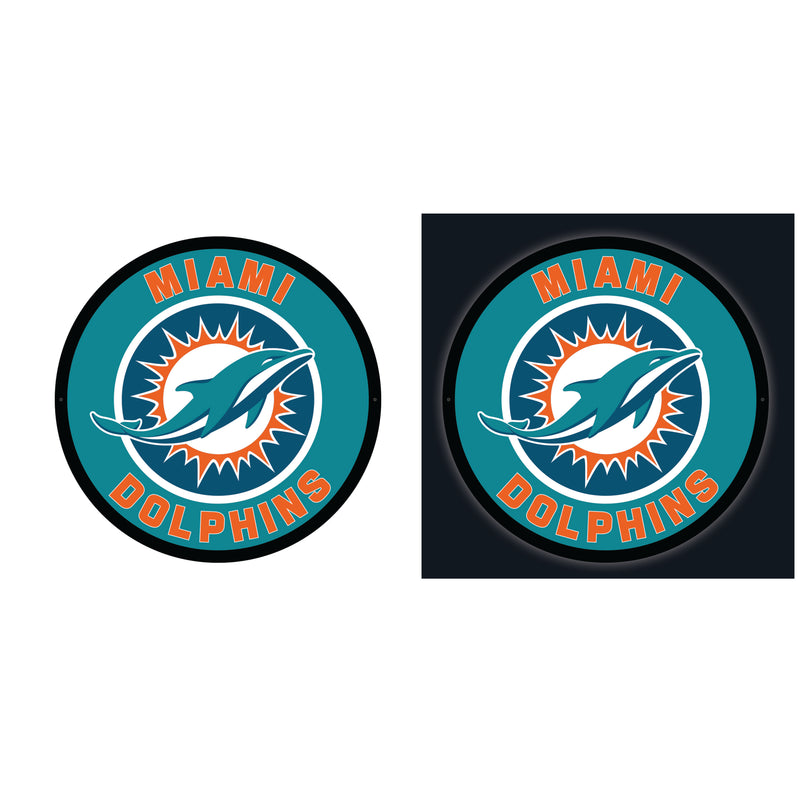Miami Dolphins NFL Football Large Round Edgelite LED Decor
