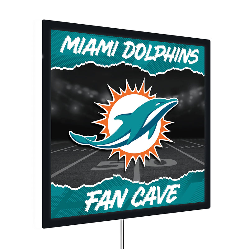 Miami Dolphins 23"H x 23"L LED Wall Decor, Edgelite, Square