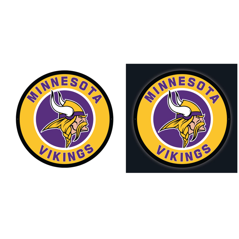 Minnesota Vikings NFL Football Large Round Edgelite LED Decor