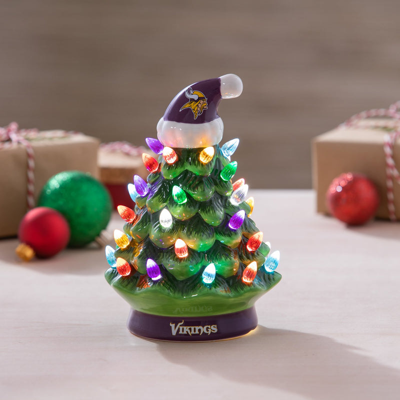 8" LED Ceramic Christmas Tree, Minnesota Vikings,8led3817t