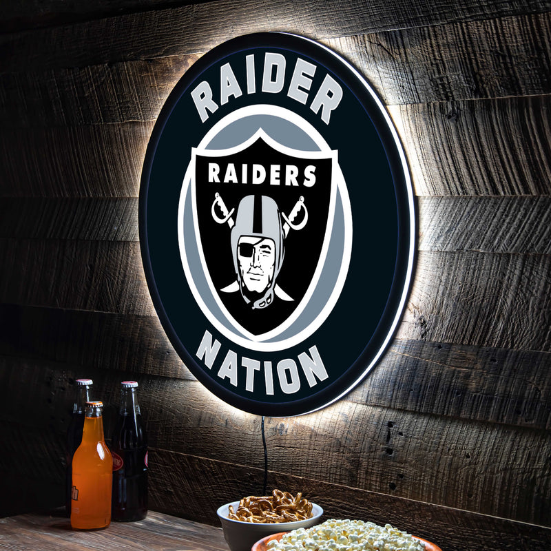 Las Vegas Raiders NFL Football Large Round Edgelite LED Decor