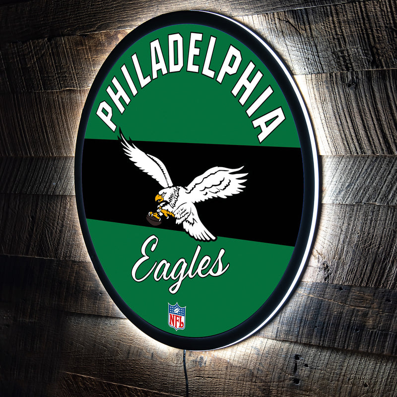 Philadelphia Eagles NFL Football Large Round Vintage Edgelite LED Decor