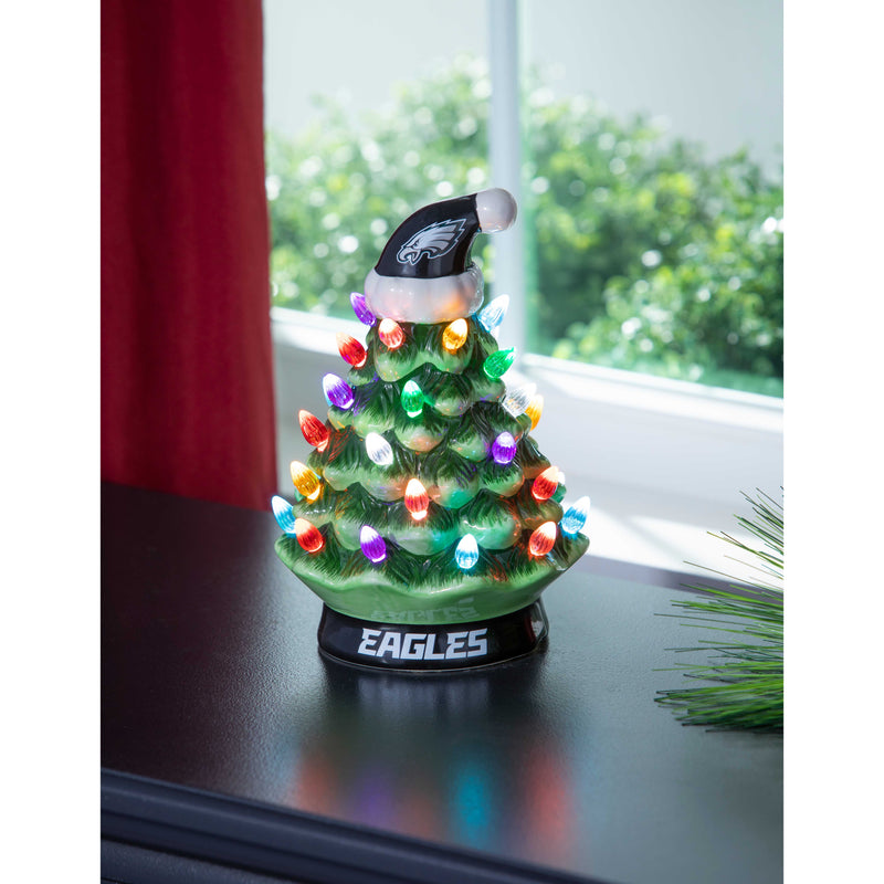 8" LED Ceramic Christmas Tree, Philadelphia Eagles,8led3823t