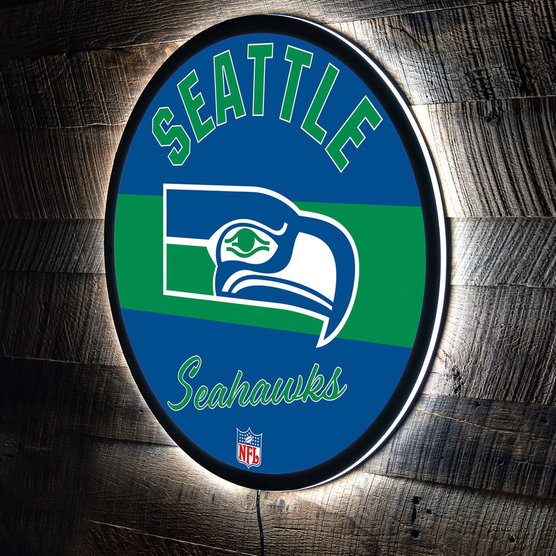Seattle Seahawks NFL Football Large Round Vintage Edgelite LED Decor
