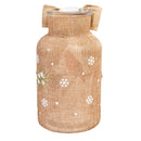 Glass Handpainted Cardinal and Branch and Pinecone LED Jar w/Burlap,8led402