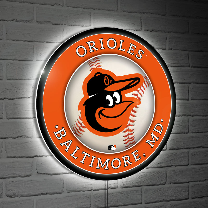 Baltimore Orioles Baseball Large Round Edgelite LED Decor