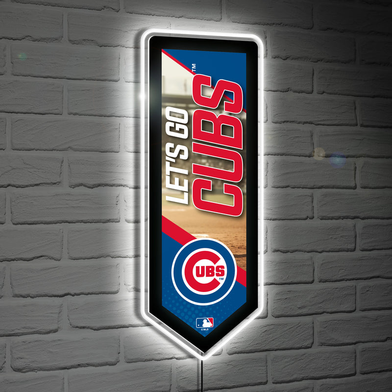 Chicago Cubs Baseball Pennant Glazelite LED Decor