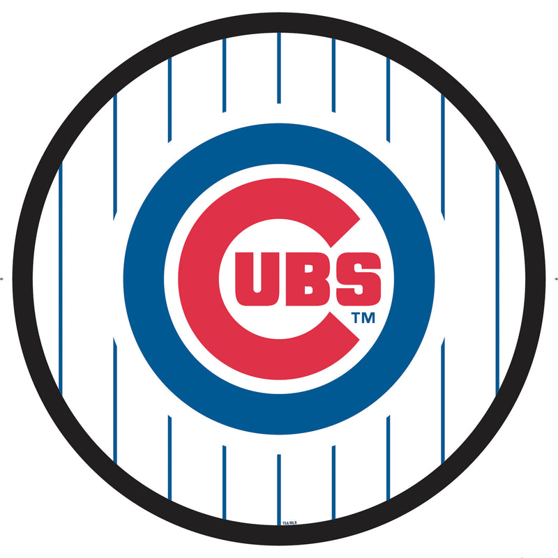 Chicago Cubs Baseball Pinstripe Round LED Wall Decor