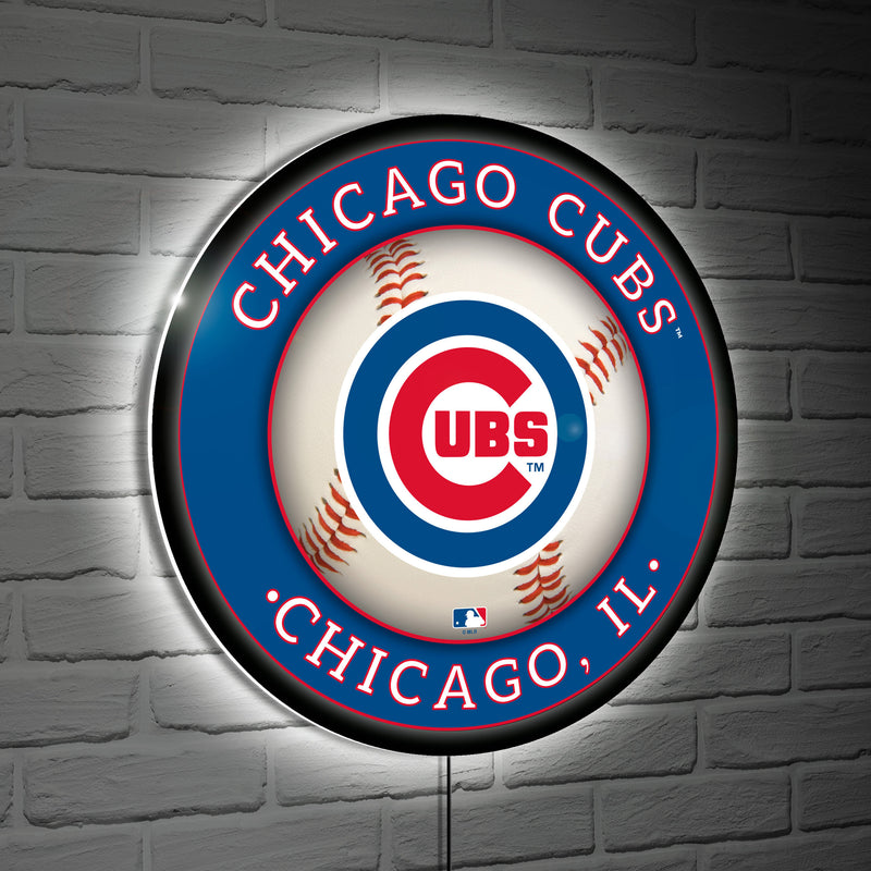 Chicago Cubs Baseball Large Round Edgelite LED Decor