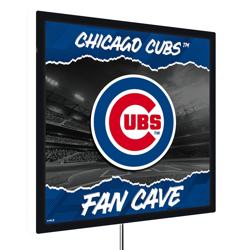 Chicago Cubs 23"H x 23"L LED Wall Decor, Edgelite, Square