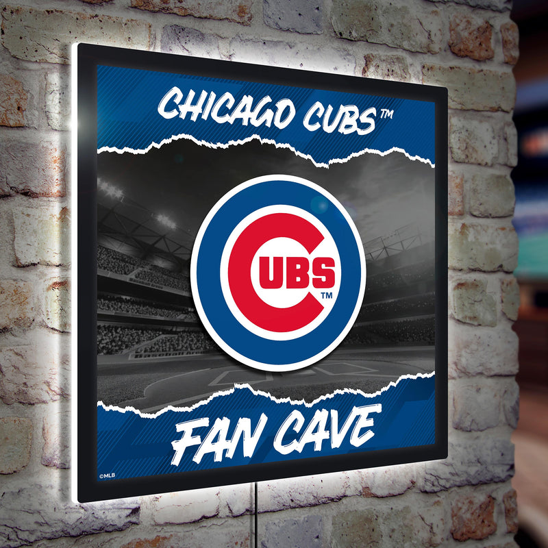 Chicago Cubs 23"H x 23"L LED Wall Decor, Edgelite, Square