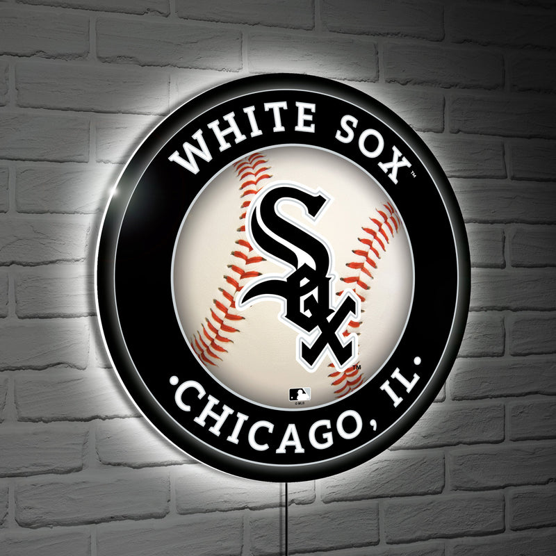 Chicago White Sox Baseball Round LED Wall Decor