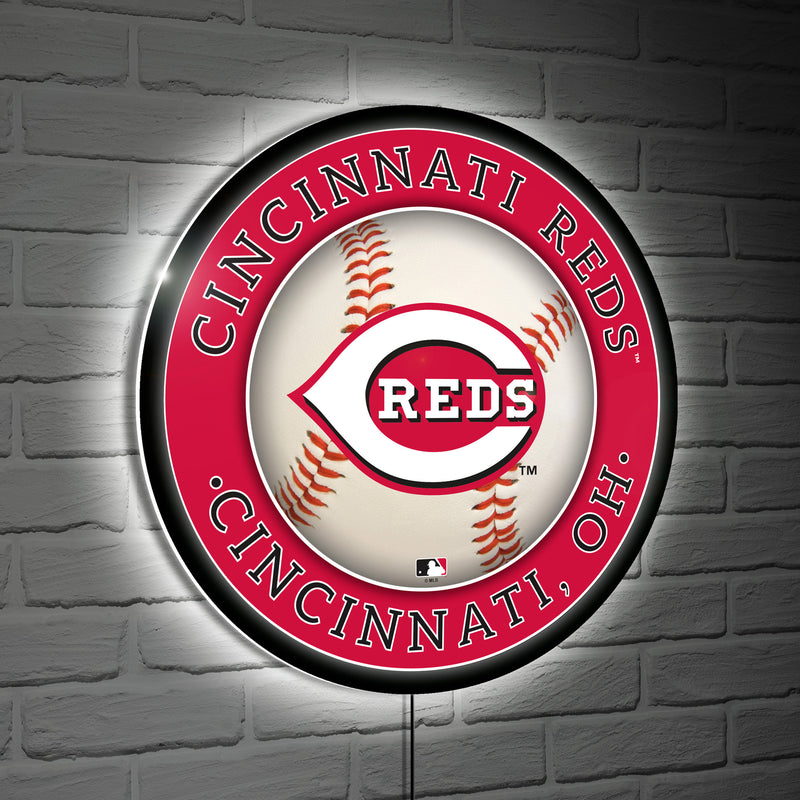 Cincinnati Reds Baseball Large Round Edgelite LED Decor