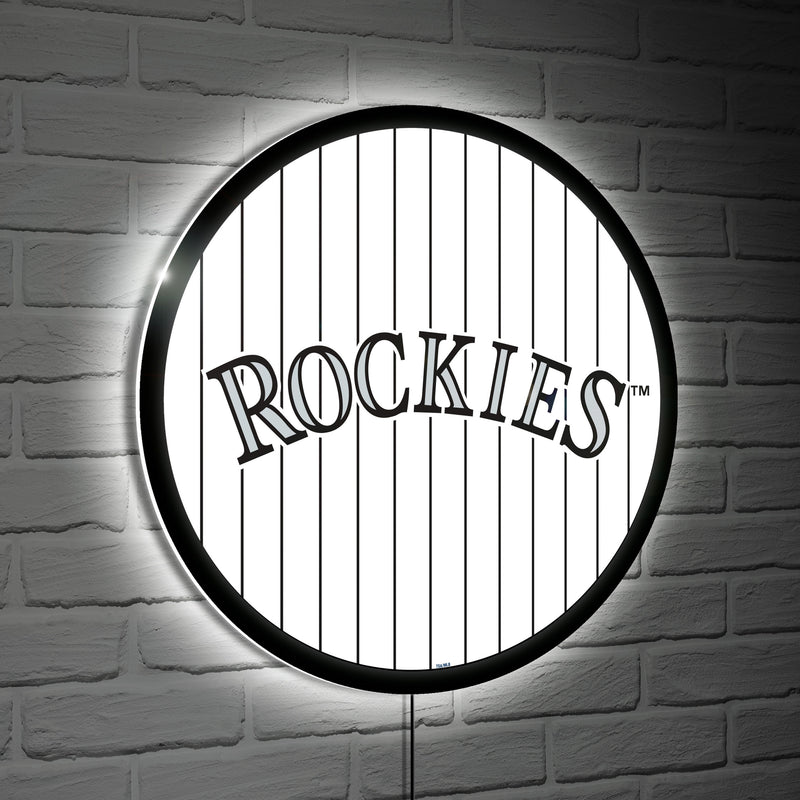 Colorado Rockies Baseball Pinstripe Round LED Wall Decor