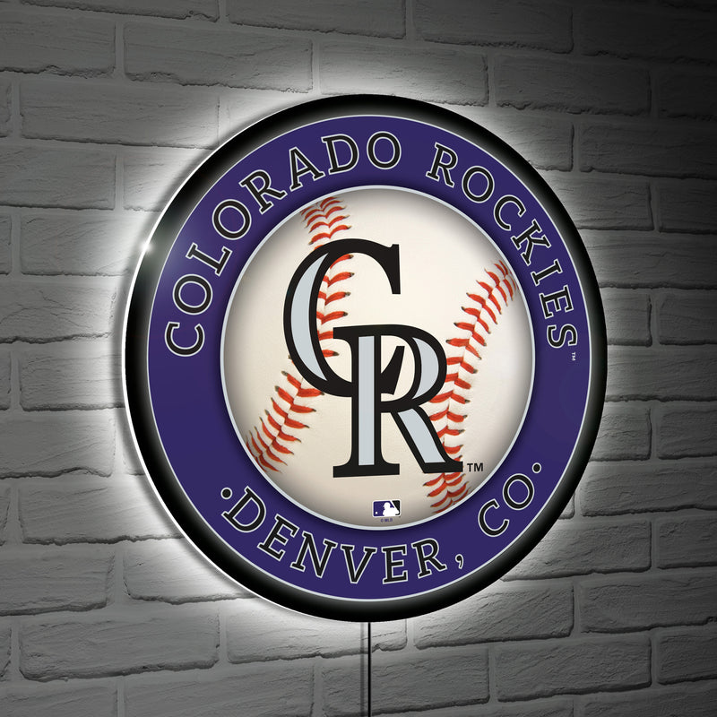 Colorado Rockies Baseball Large Round Edgelite LED Decor