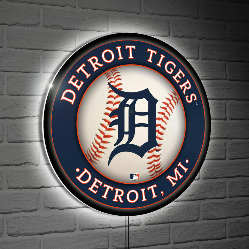Detroit Tigers Baseball Large Round Edgelite LED Decor