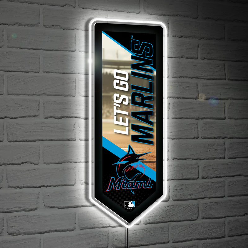 Miami Marlins Baseball Pennant Glazelite LED Decor
