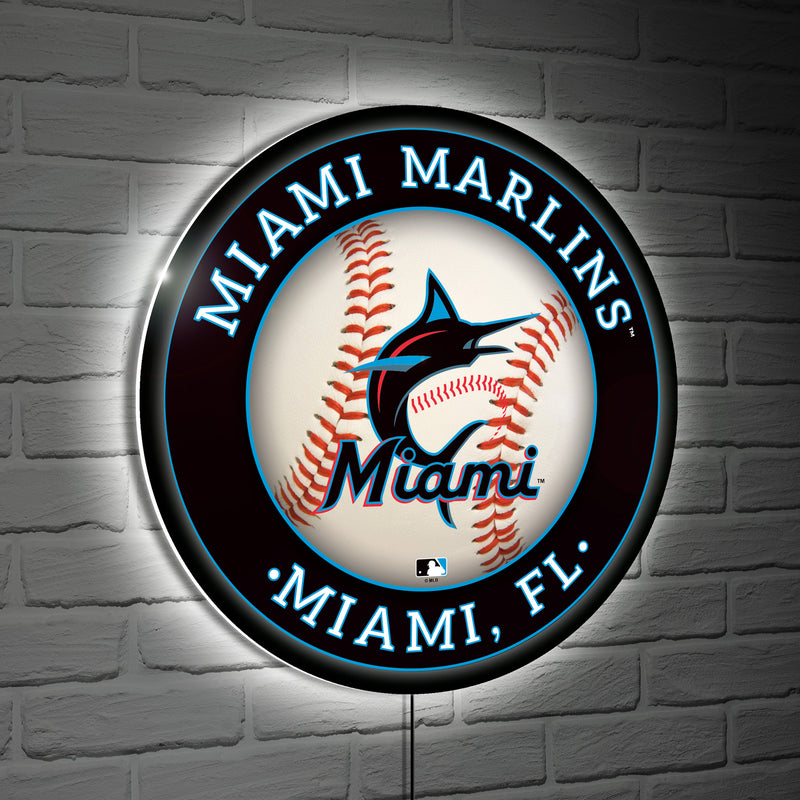 Miami Marlins Baseball Large Round Edgelite LED Decor