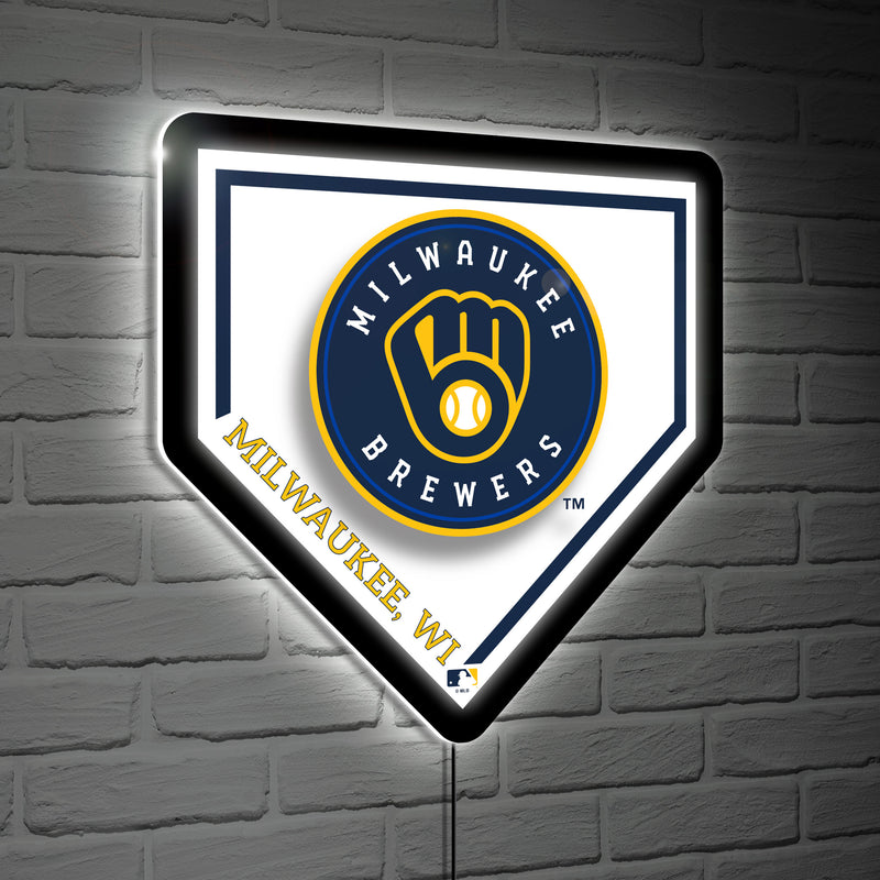 Milwaukee Brewers, LED Wall Decor, Edgelite, Baseball Homeplate