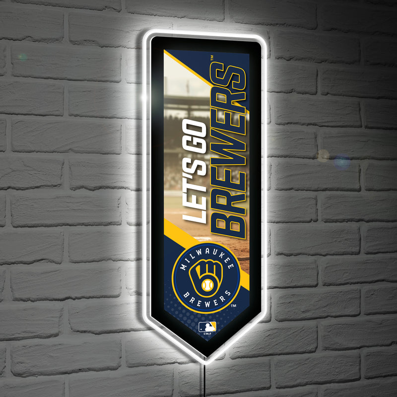 Milwaukee Brewers Baseball Pennant Glazelite LED Decor