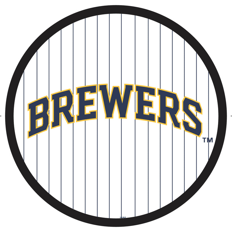 Milwaukee Brewers Baseball Pinstripe Round LED Wall Decor