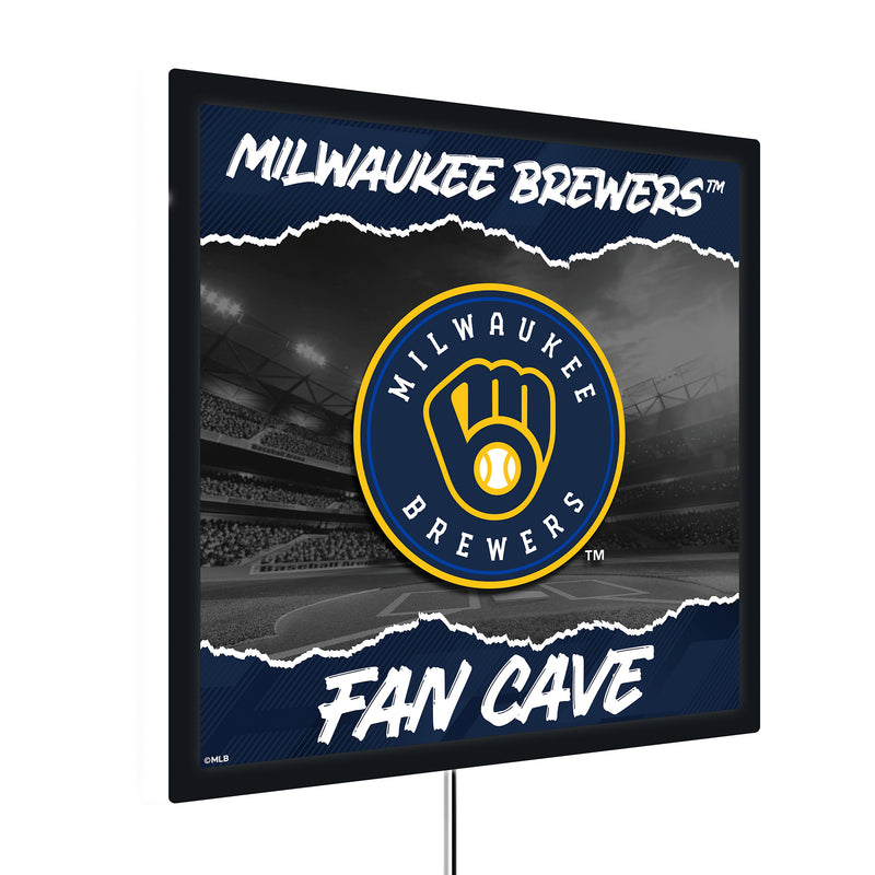 Milwaukee Brewers 23"H x 23"L LED Wall Decor, Edgelite, Square