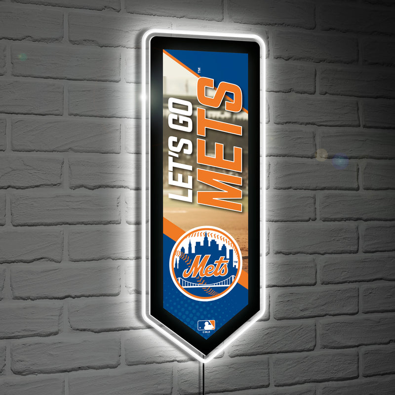 New York Mets Baseball Pennant Glazelite LED Decor