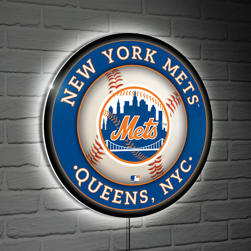 New York Mets Baseball Large Round Edgelite LED Decor