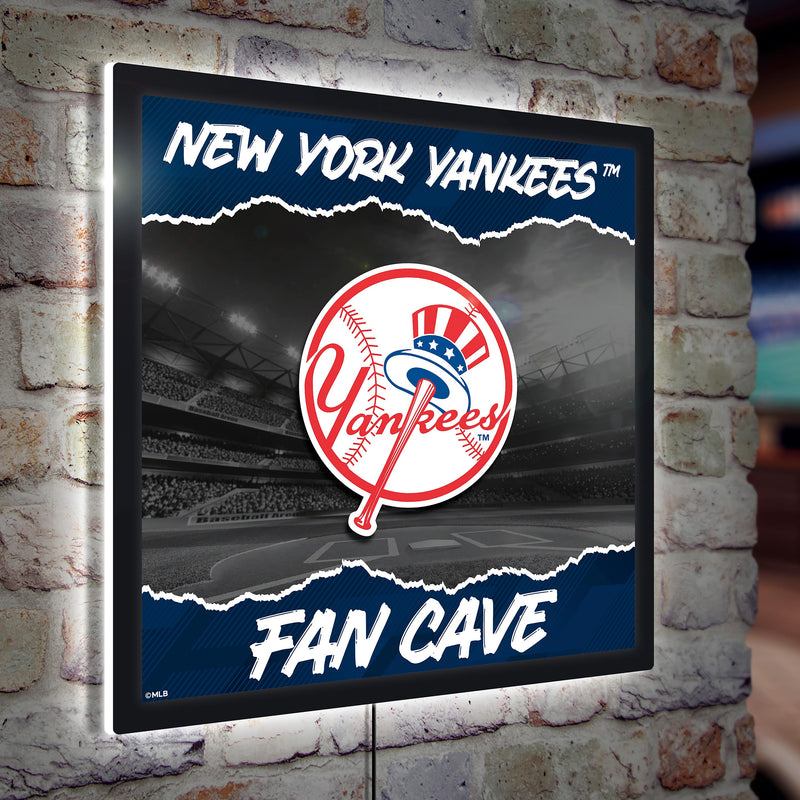 New York Yankees 23"H x 23"L LED Wall Decor, Edgelite, Square