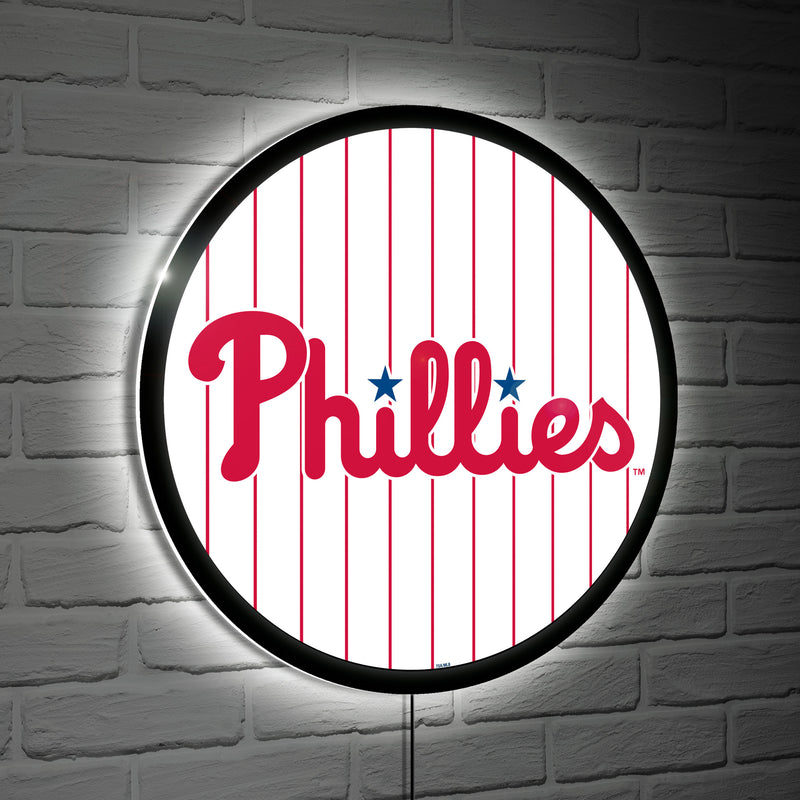 Philadelphia Phillies Baseball Pinstripe Round LED Wall Decor