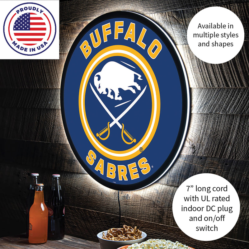 Buffalo Sabres Hockey Large Round Edgelite LED Decor