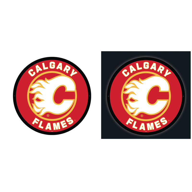 Calgary Flames Hockey Large Round Edgelite LED Decor