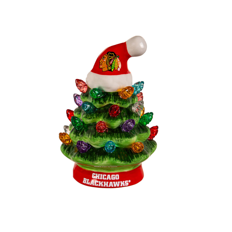 4" Mini LED Tabletop Christmas Tree, Chicago Blackhawks,8led4355mt