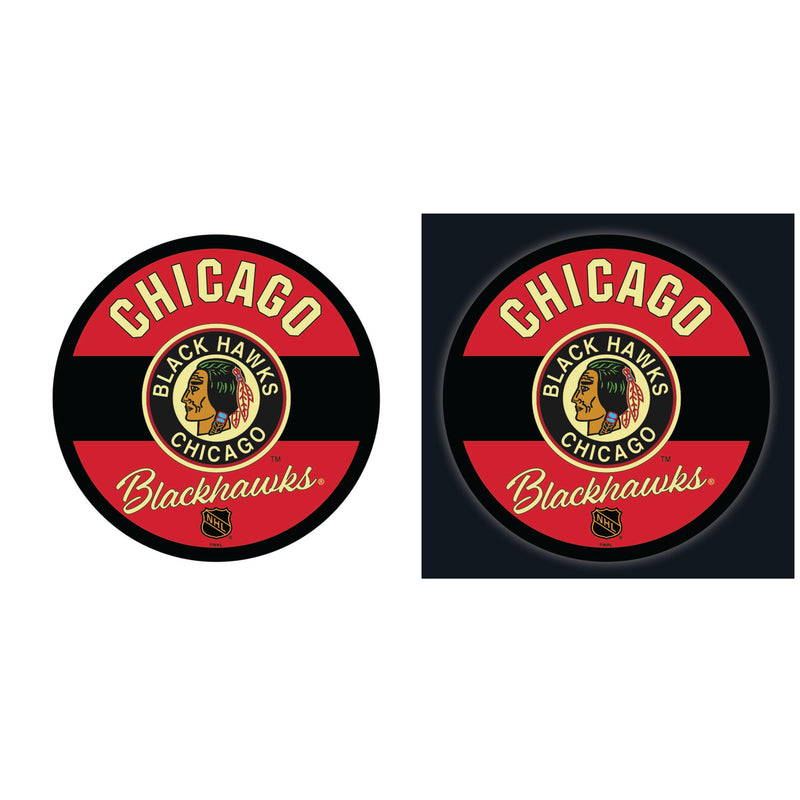 Chicago Blackhawks Hockey Large Round Vintage Edgelite LED Decor