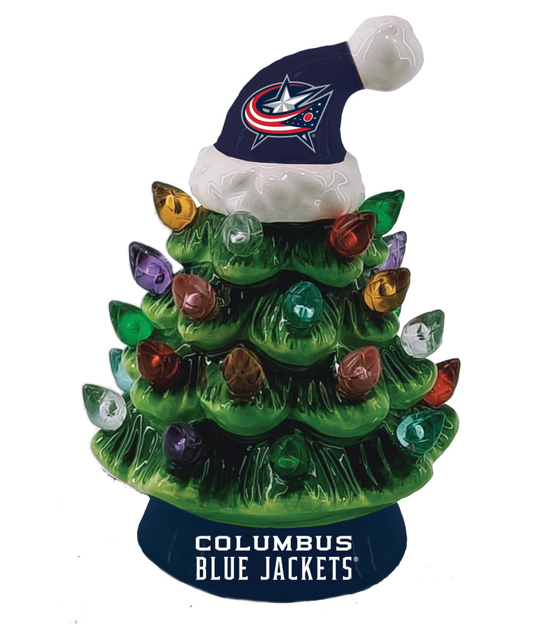 4" Mini LED Tabletop Christmas Tree, Columbus Blue Jackets,8led4357mt