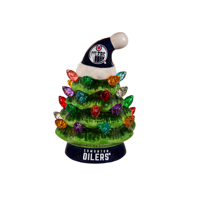 4" Mini LED Tabletop Christmas Tree, Edmonton Oilers,8led4360mt