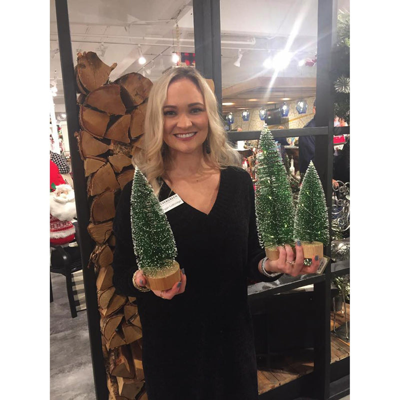 LED Color Changing Bottlebrush Trees, Green, Set of 3