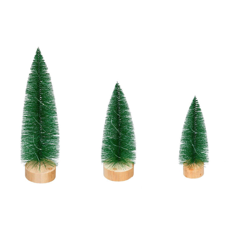 LED Color Changing Bottlebrush Trees, Green, Set of 3