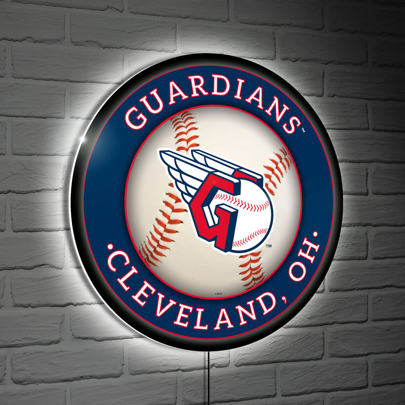 Cleveland Guardians Baseball Large Round Edgelite LED Decor