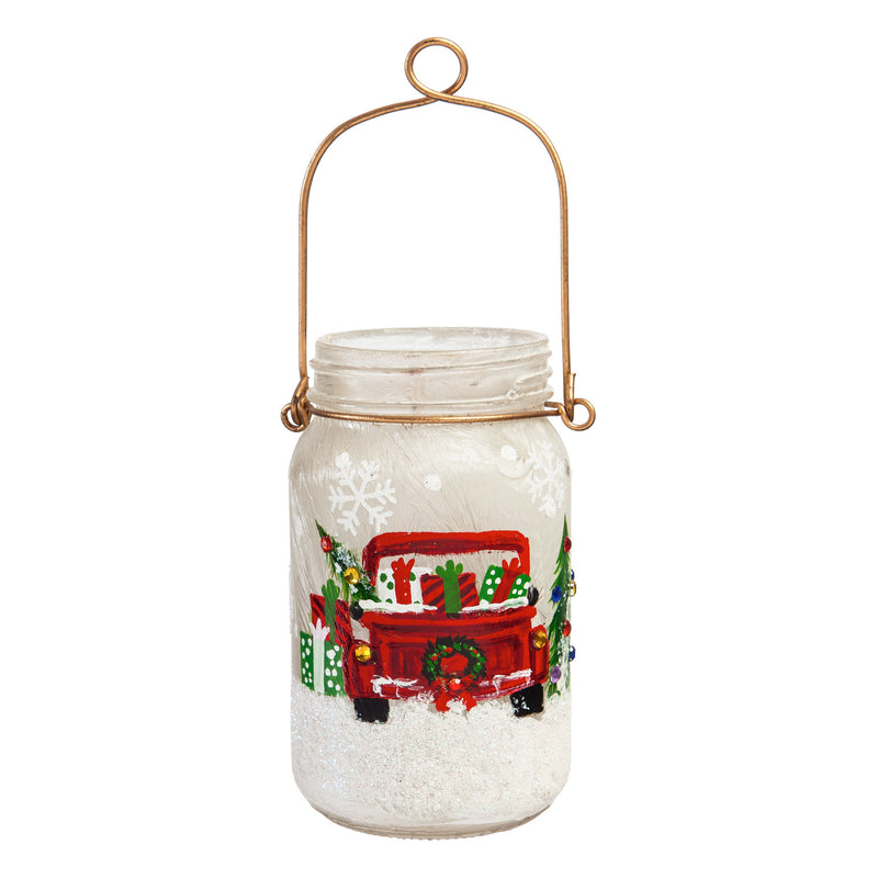 Glass Handpainted Holiday Travels LED Mason Jar,8led7188c