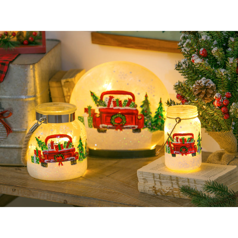 Glass Handpainted Holiday Travels LED Mason Jar,8led7188c