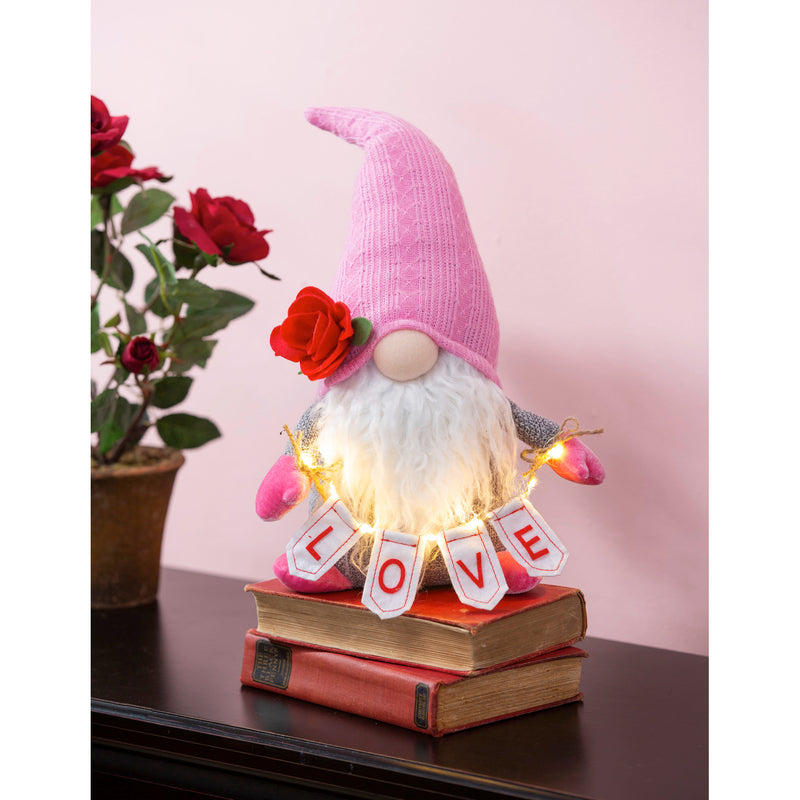 Valentine's Day LED Table Decor Fabric "Love" Gnome, 11.75"
