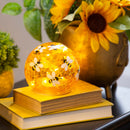 5" Glass LED Globe with Bee Design Table Decor,8led896